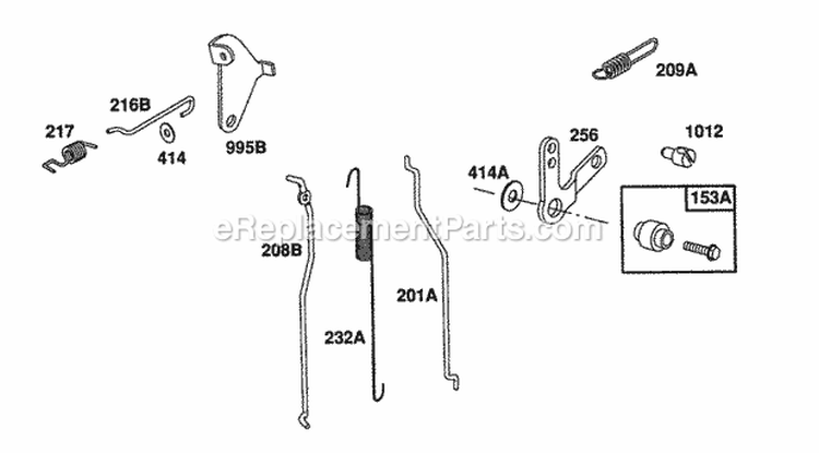 Mech Gov Carb LinksLevers Diagram and Parts List for 080202-2261-01  Briggs and Stratton Engine